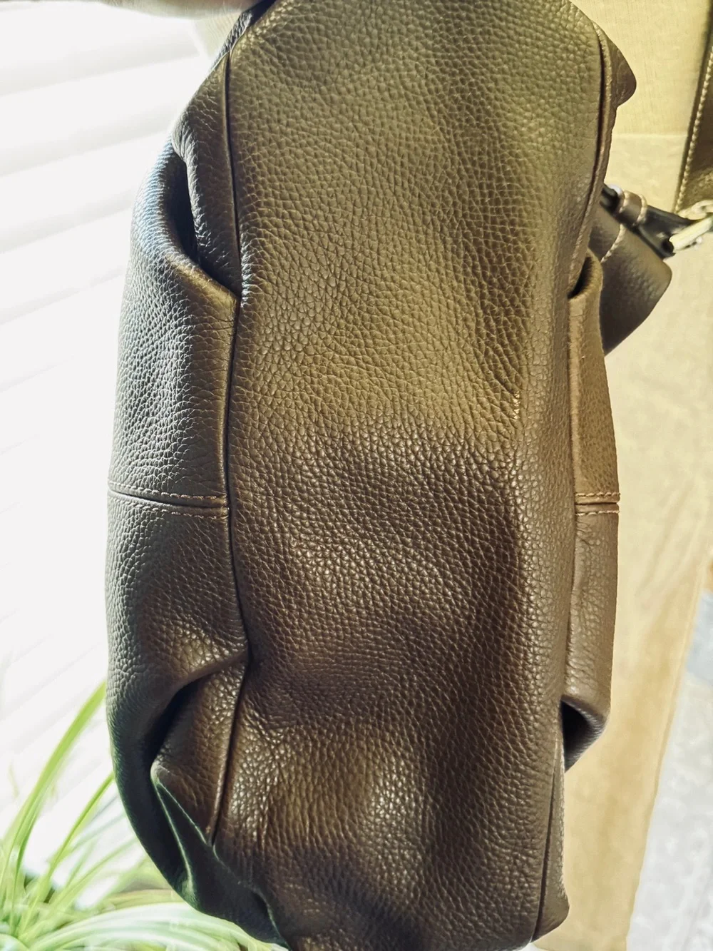 Coach Soho Dark Brown Pebbled Leather Convertible Hobo Duffle Bag F15064